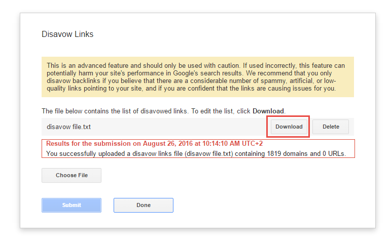 1. Download your Disavow File from Google Search Console