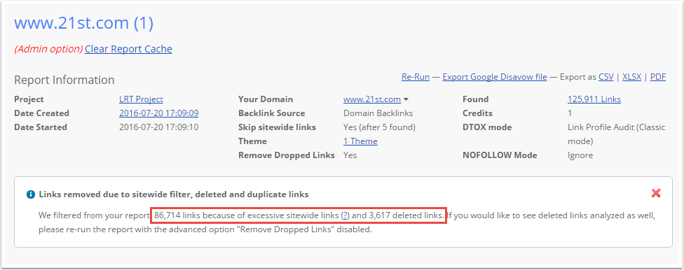 Sitewide Links and the Sitewide Link Filter