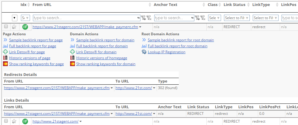 Link Detail Table