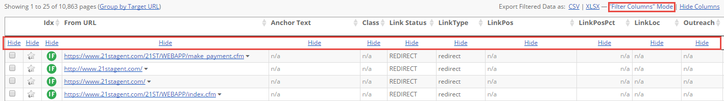 Link Detail Table