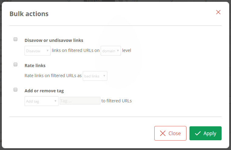 Link Detox Bulk Actions