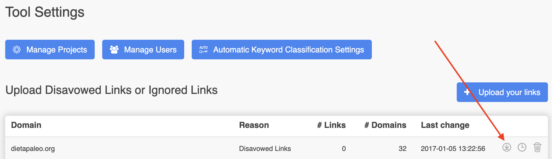 Export Disavow File to Google Search Console