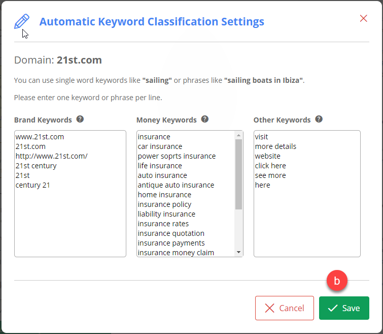 Classify Keywords