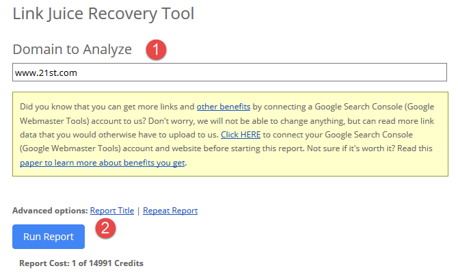 Link Juice Recovery Tool (LJR)