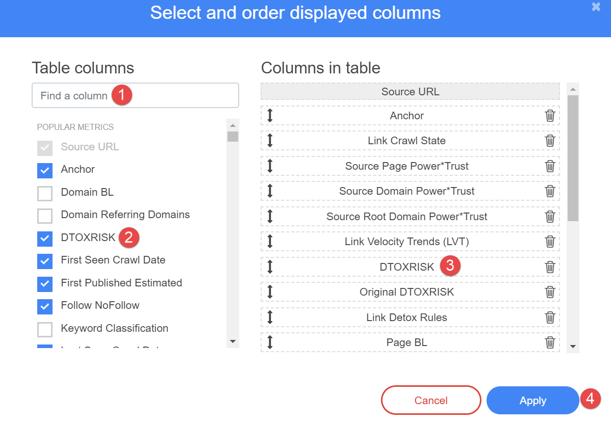 SEO Metrics Selector