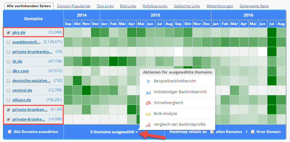 Überblick über die Domain Statistiken