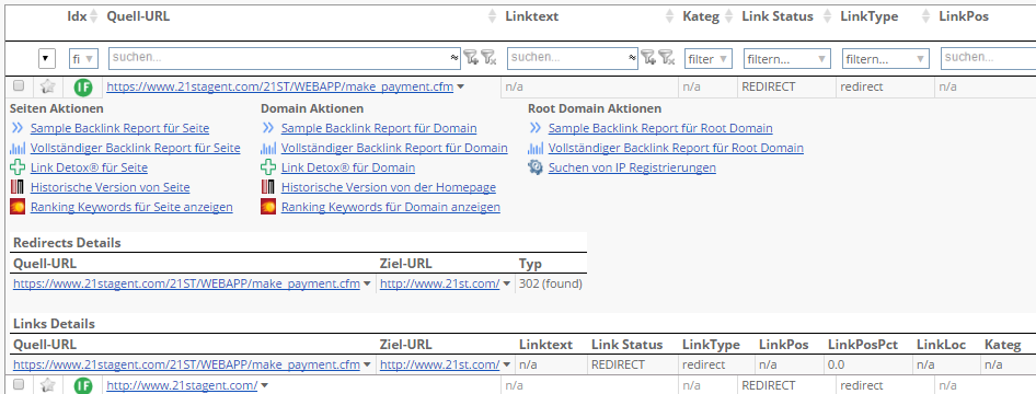 Link Detail Tabelle