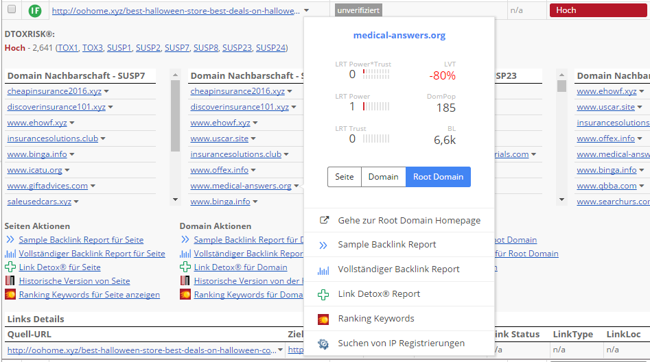 Link Detail Tabelle