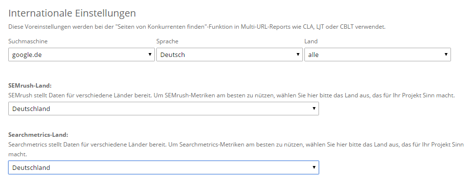 Internationale Einstellungen