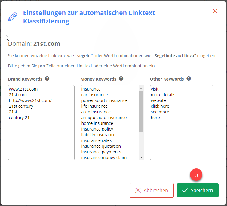 Keyword Klassifizierung für Ihre Linktexte