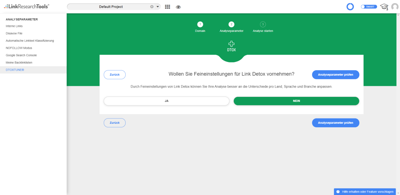 Wie starte ich ein Link Detox Smart Projekt?