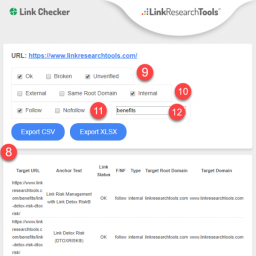 link detail table and export features