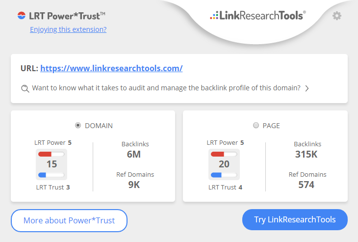 Link Power and Link Trust to spot High Quality Backlinks