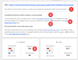 Real Time Link Audit Quote and Suggested Plan for LinkResearchTool