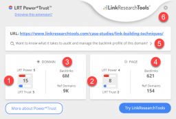 Link Power and Trust Measurement extension main screen