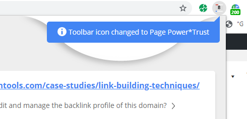 Toolbar Icon changed to page values