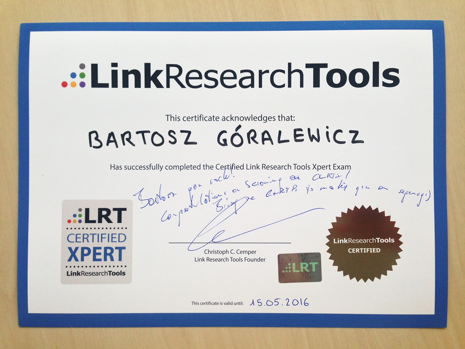 LRT Certified Xpert Bartosz Goralewicz