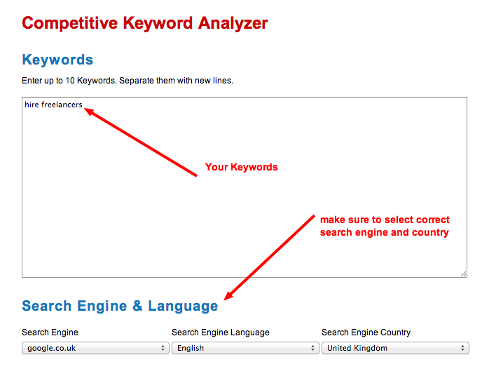 Using Competitive Keyword Analyzer