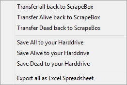 ScrapeBox alive check save transfer