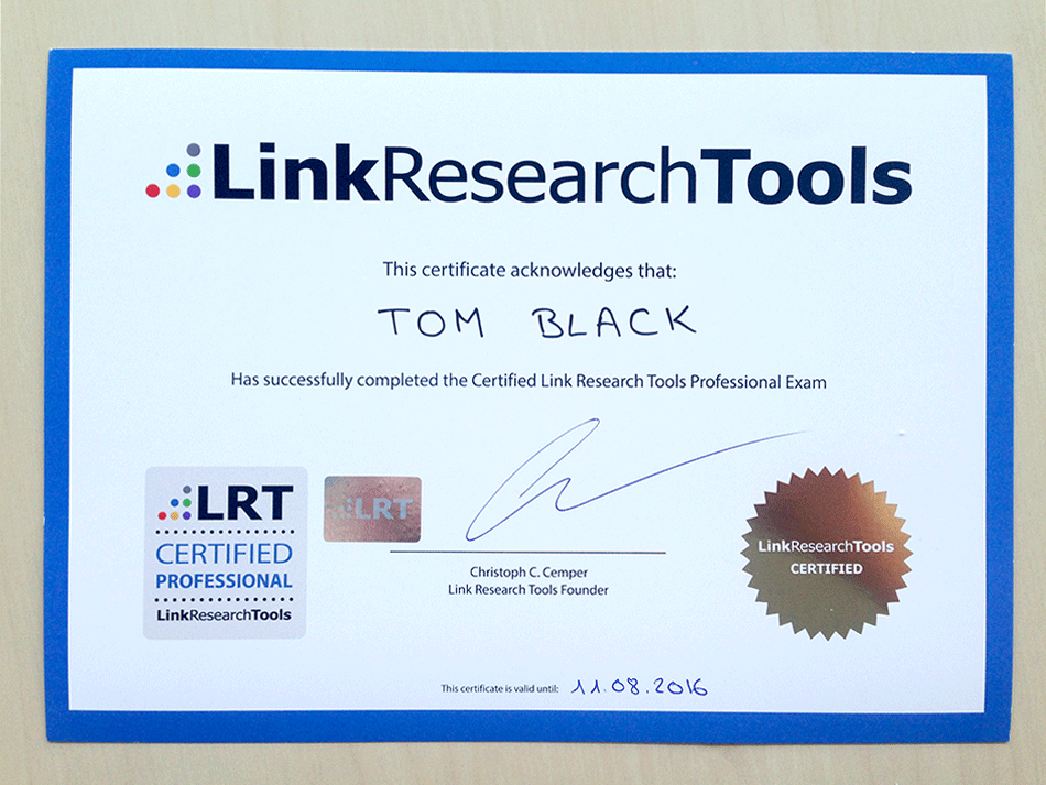 LRT Certified Professional - Tom Black